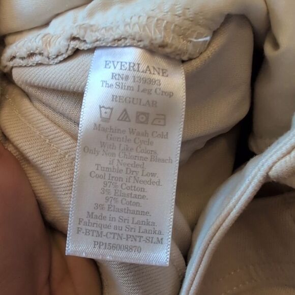 Everlane The Slim Leg Crop Tan Beige Cream White Size 10 - Picture 4 of 8